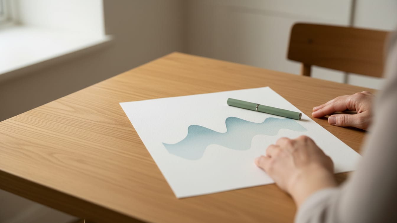 Illustration: A blank results chart and a pen on a wooden table, illuminated by soft natural light.